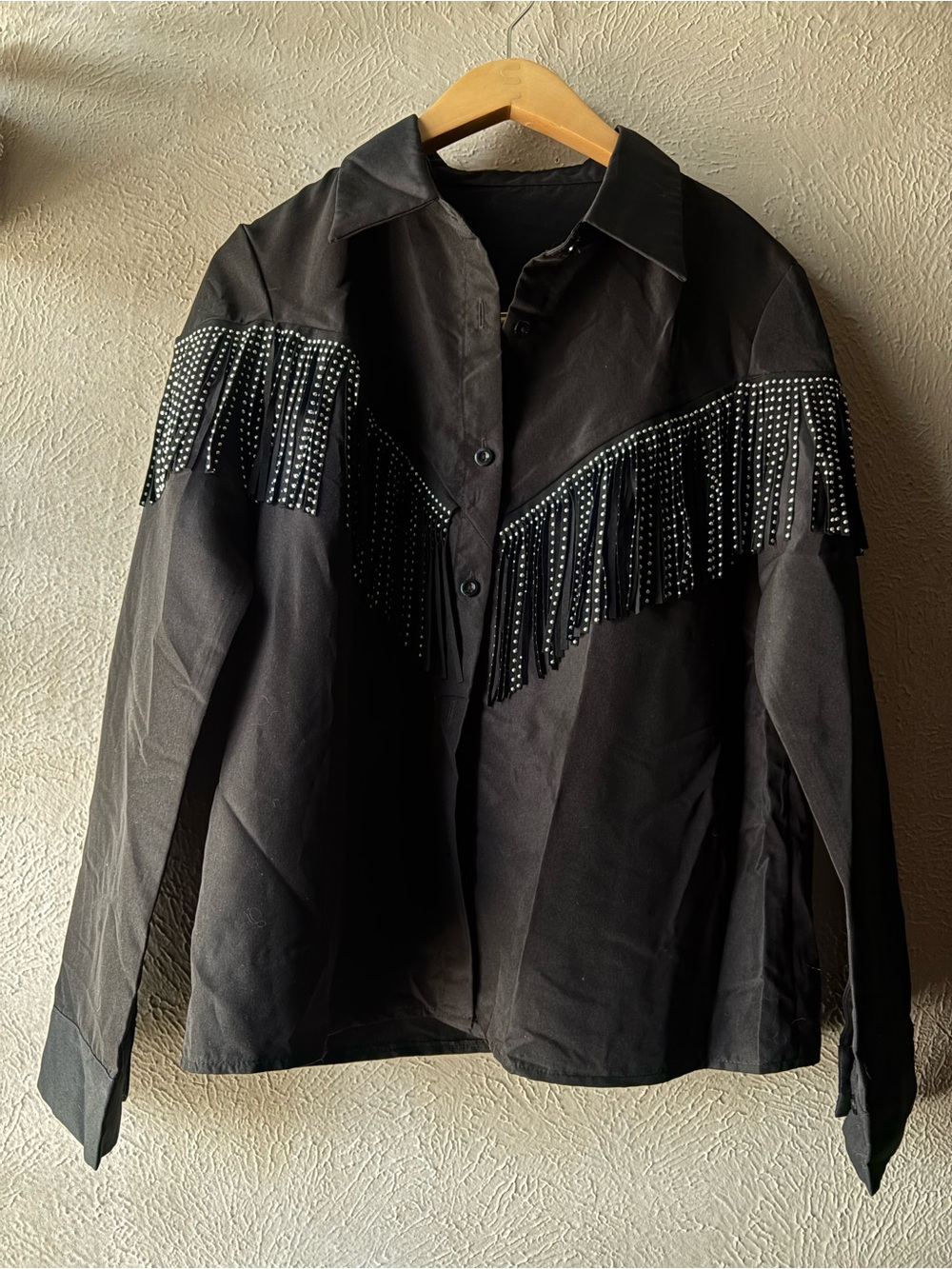 Black Studded Fringe Western Jacket